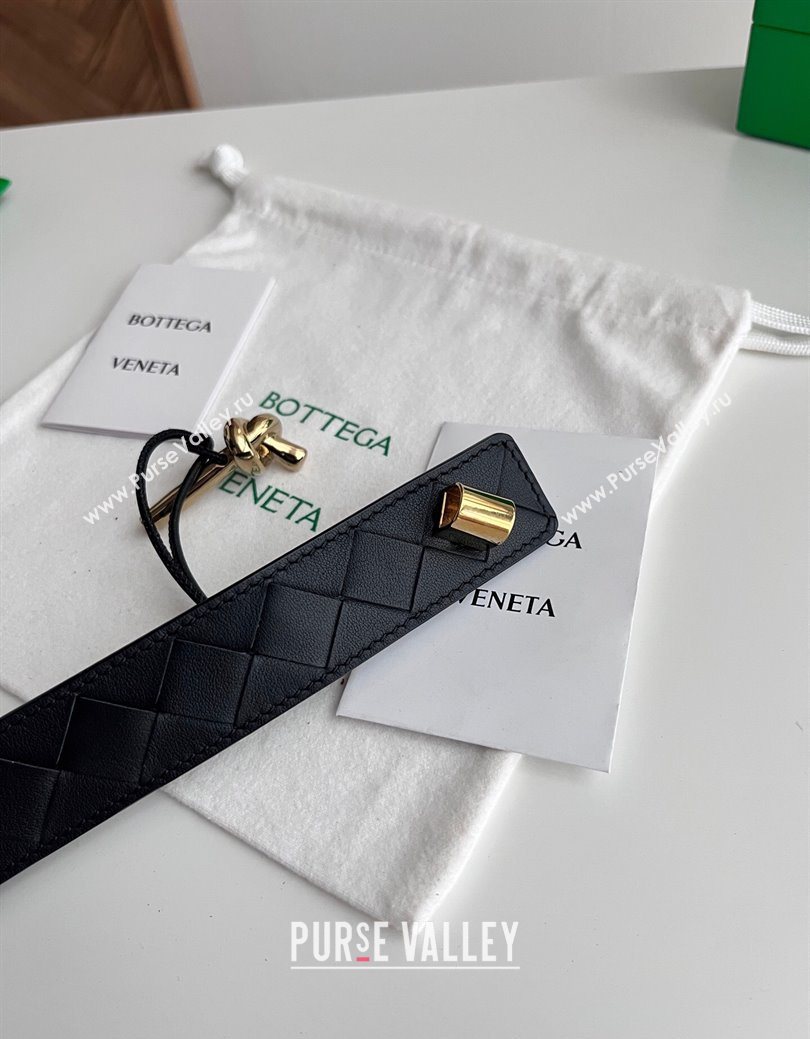 Bottega Veneta Andiamo Intrecciato Leather Belt 3cm with Knot Buckle Black 2025  (99-260104070)