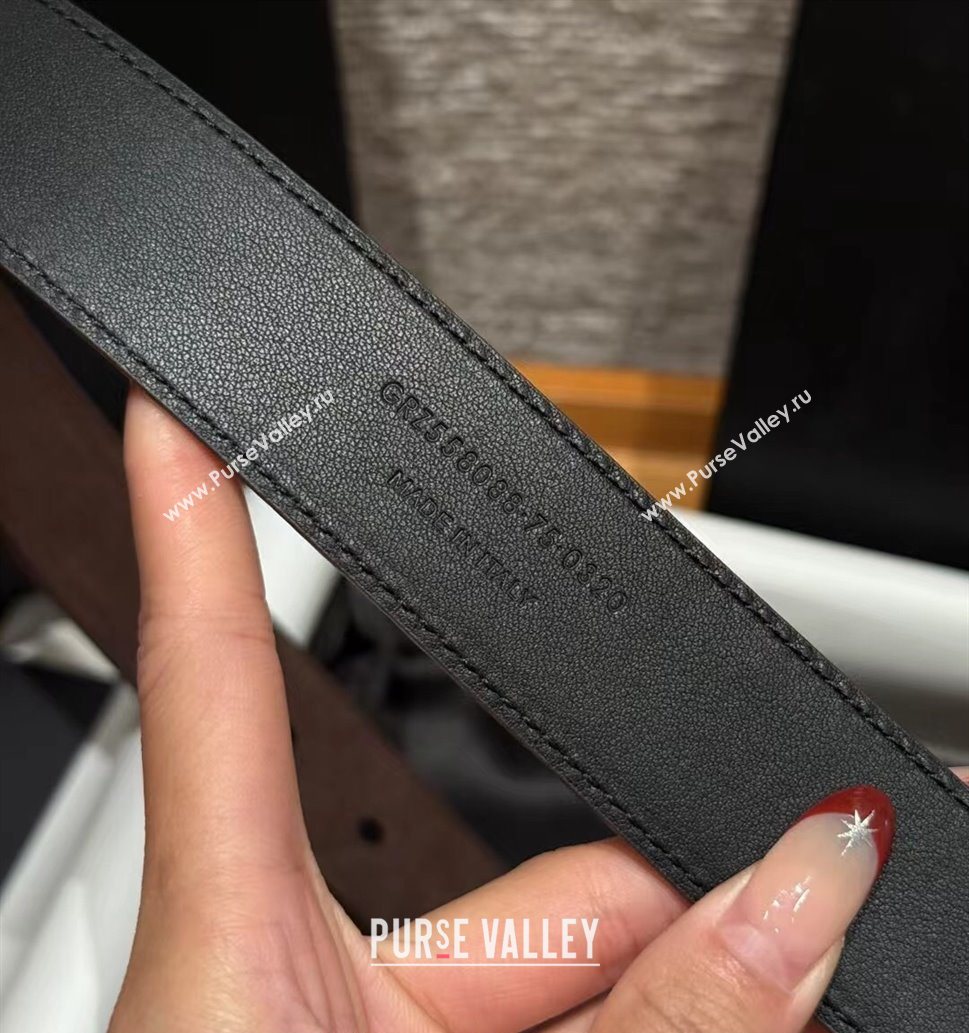 Saint Laurent Cassandre Belt 3cm in Suede and Leather Chocolate 2025 YSL26010401 (99-260104090)