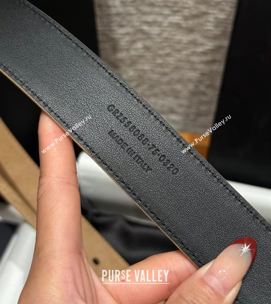 Saint Laurent Cassandre Belt 3cm in Suede and Leather Light Beige 2025 YSL26010401 (99-260104091)