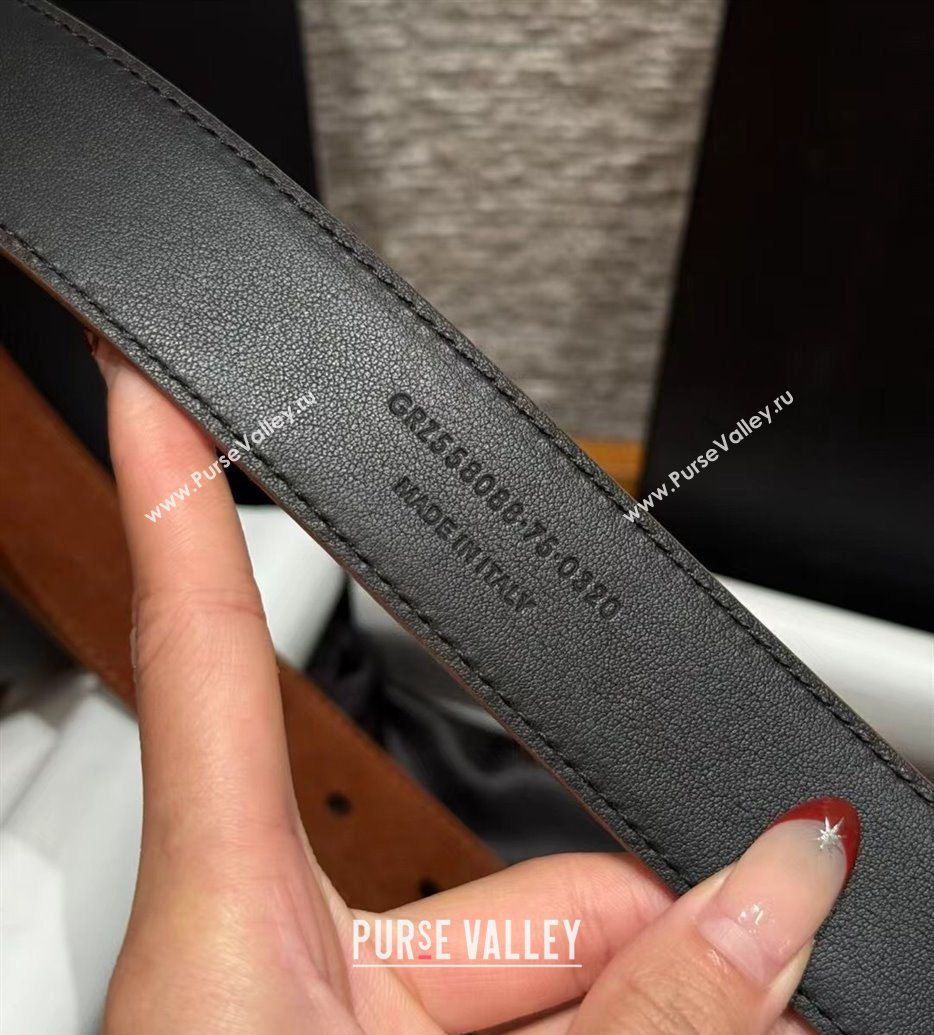 Saint Laurent Cassandre Belt 3cm in Suede and Leather Brown2 2025 YSL26010401 (99-260104096)