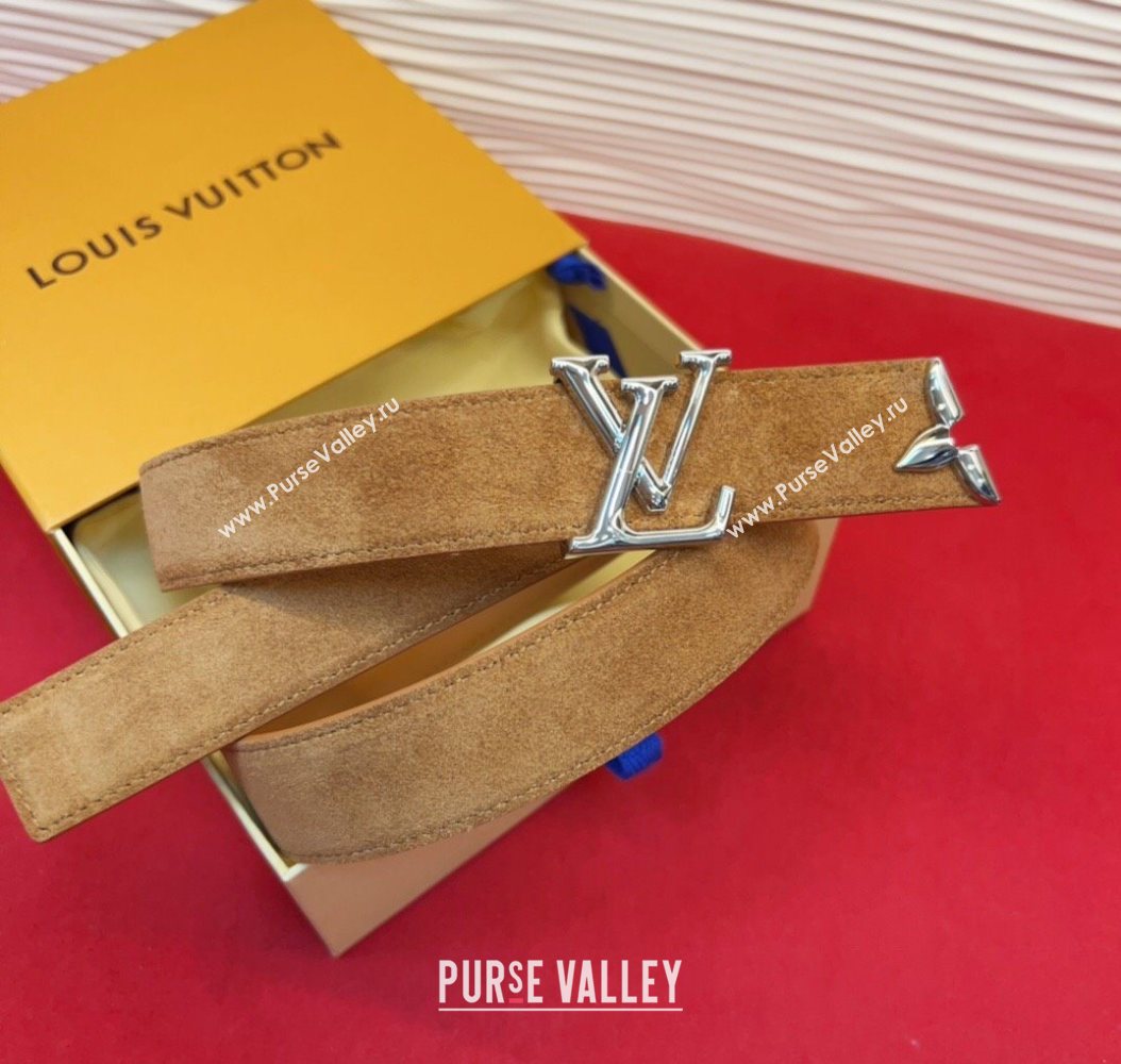Louis Vuitton Pretty LV Belt 3cm in Suede and Leather Beige/Silver 2026 M8232 (99-260104017)