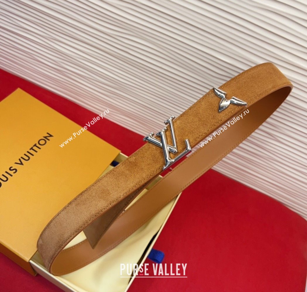 Louis Vuitton Pretty LV Belt 3cm in Suede and Leather Beige/Silver 2026 M8232 (99-260104017)