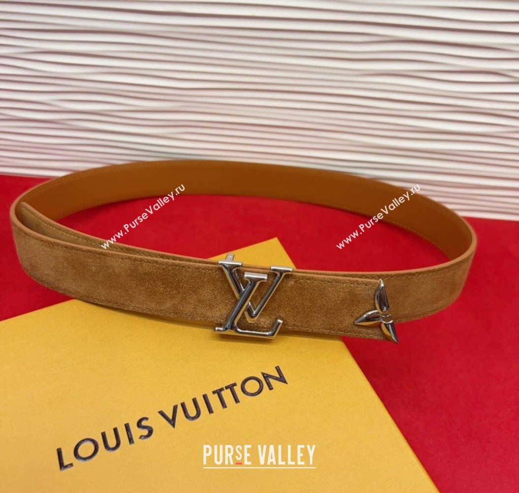 Louis Vuitton Pretty LV Belt 3cm in Suede and Leather Beige/Silver 2026 M8232 (99-260104017)