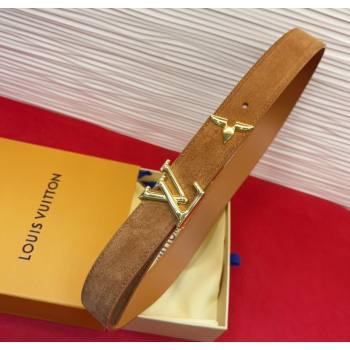 Louis Vuitton Pretty LV Belt 3cm in Suede and Leather Beige/Gold 2026 M8232 (99-260104018)