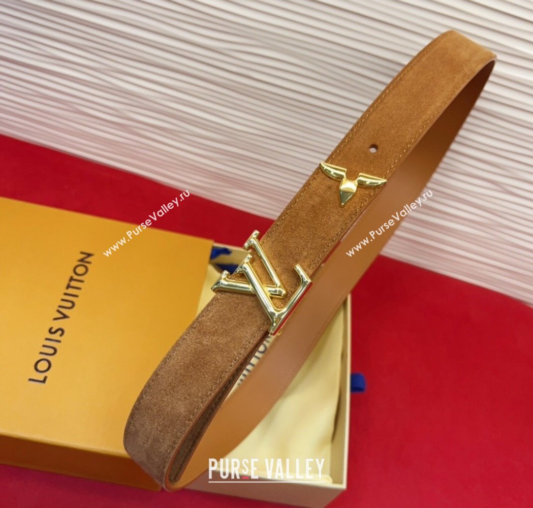 Louis Vuitton Pretty LV Belt 3cm in Suede and Leather Beige/Gold 2026 M8232 (99-260104018)
