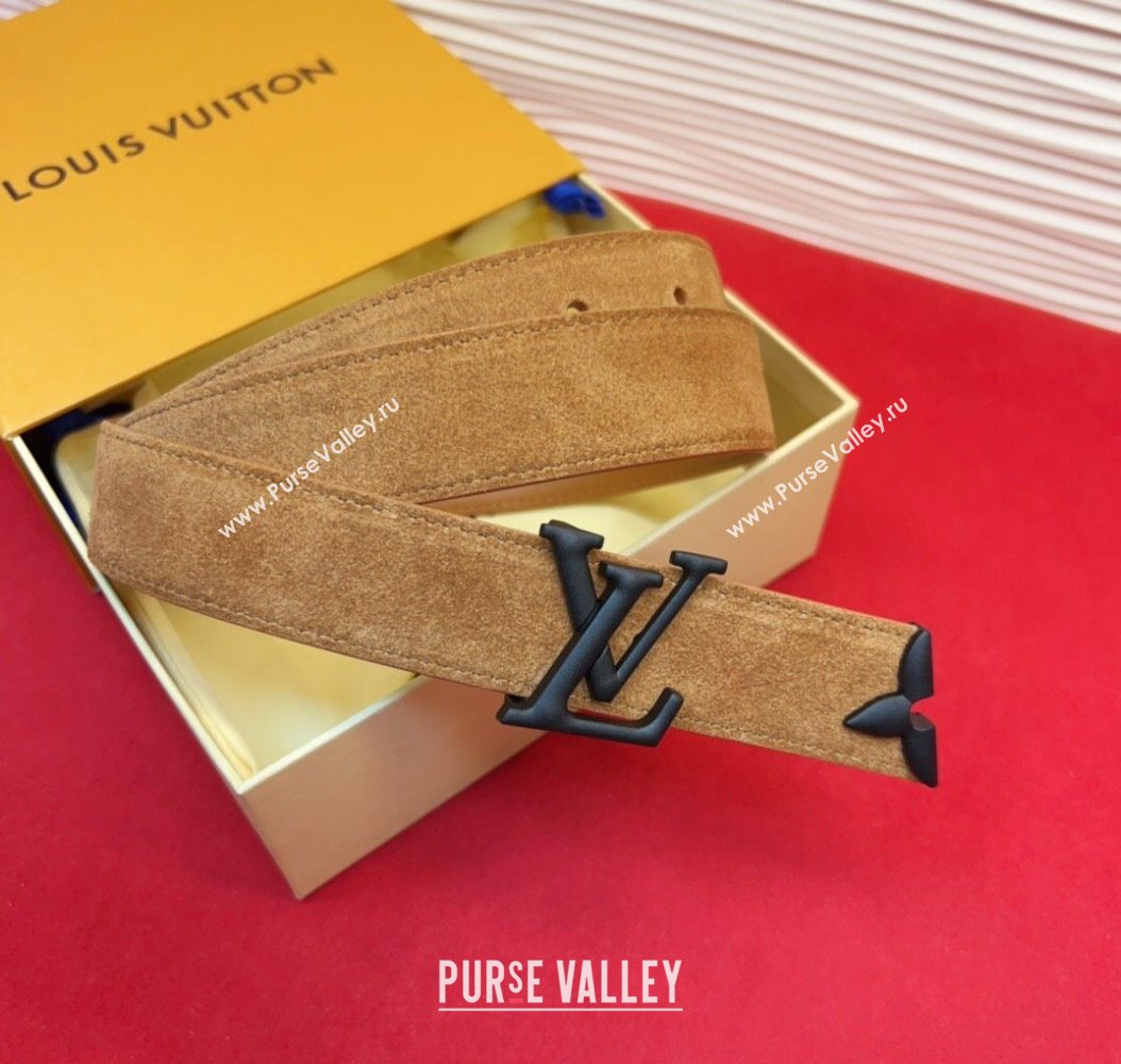 Louis Vuitton Pretty LV Belt 3cm in Suede and Leather Beige/Black 2026 M8232 (99-260104019)