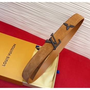 Louis Vuitton Pretty LV Belt 3cm in Suede and Leather Beige/Black 2026 M8232 (99-260104019)