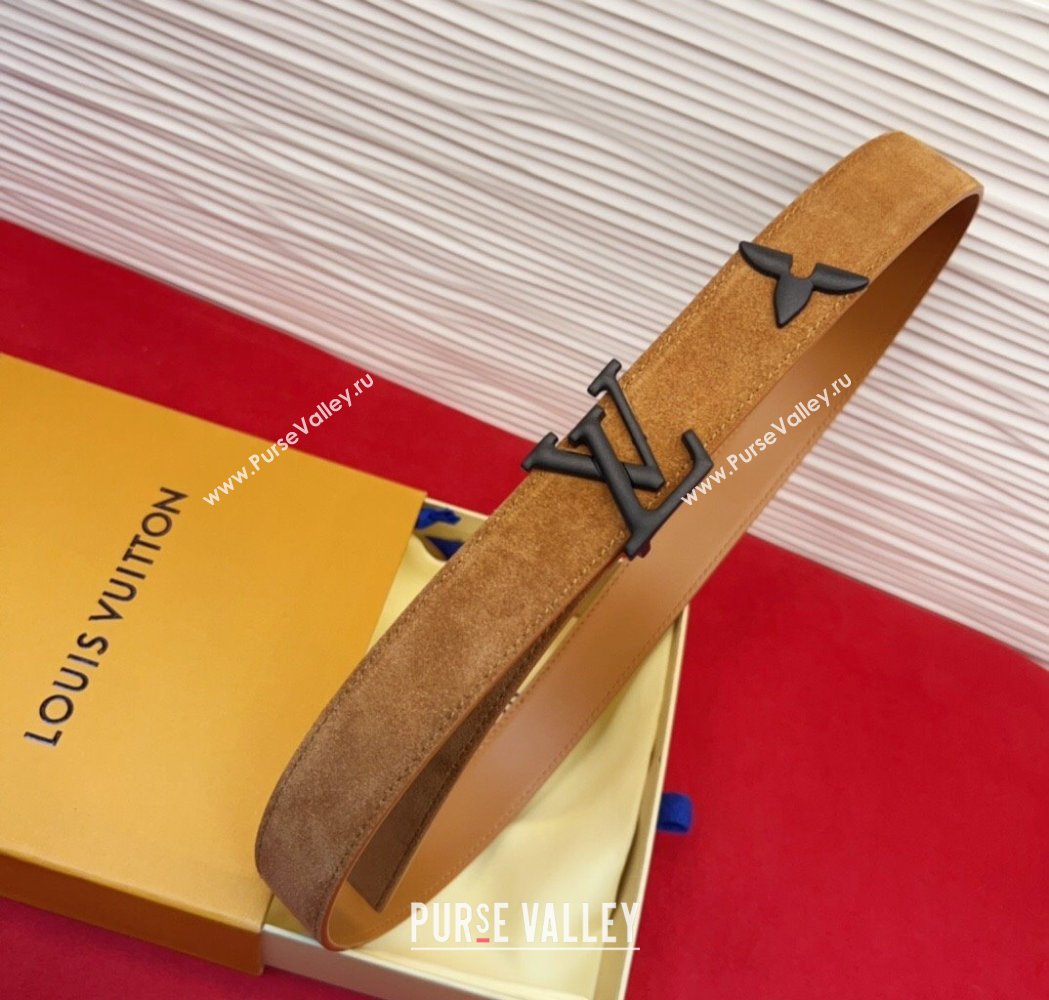 Louis Vuitton Pretty LV Belt 3cm in Suede and Leather Beige/Black 2026 M8232 (99-260104019)
