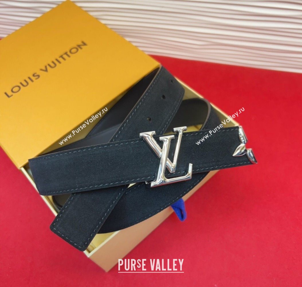 Louis Vuitton Pretty LV Belt 3cm in Suede and Leather Black/Silver 2026 M8232 (99-260104020)