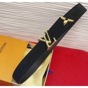 Louis Vuitton Pretty LV Belt 3cm in Suede and Leather Black/Gold 2026 M8232 (99-260104021)