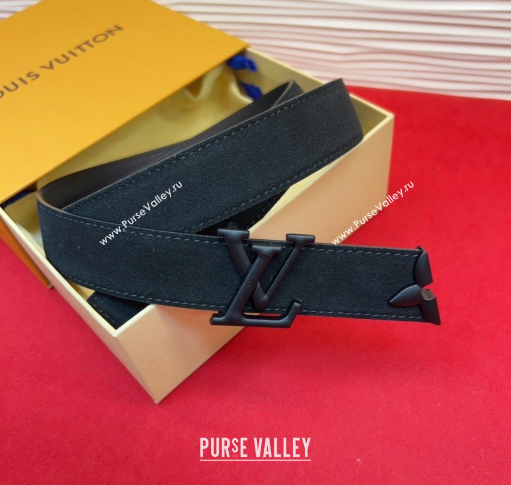 Louis Vuitton Pretty LV Belt 3cm in Suede and Leather All Black 2026 M8232 (99-260104022)