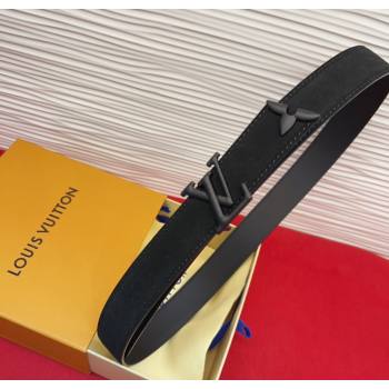 Louis Vuitton Pretty LV Belt 3cm in Suede and Leather All Black 2026 M8232 (99-260104022)