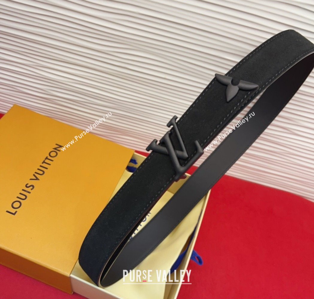 Louis Vuitton Pretty LV Belt 3cm in Suede and Leather All Black 2026 M8232 (99-260104022)