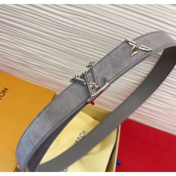 Louis Vuitton Pretty LV Belt 3cm in Suede and Leather Grey/Silver 2026 M8232 (99-260104023)