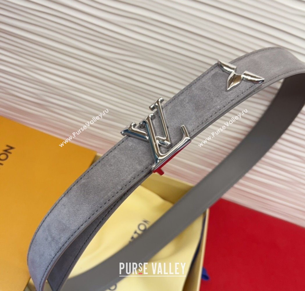 Louis Vuitton Pretty LV Belt 3cm in Suede and Leather Grey/Silver 2026 M8232 (99-260104023)
