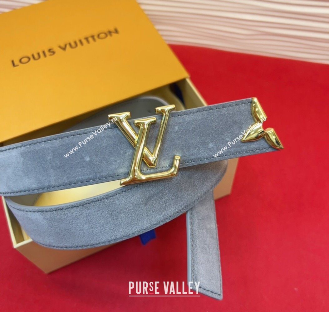 Louis Vuitton Pretty LV Belt 3cm in Suede and Leather Grey/Gold 2026 M8232 (99-260104024)