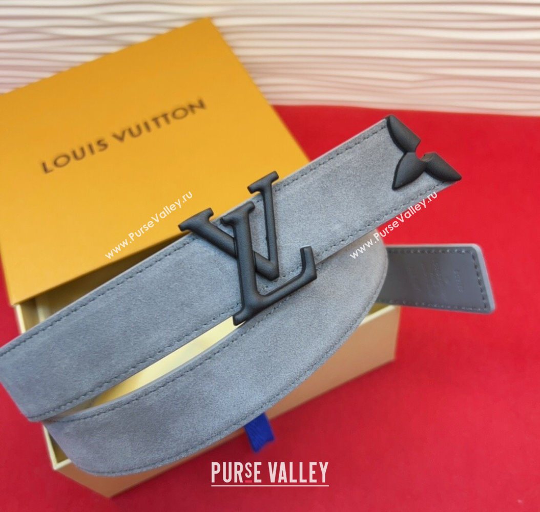 Louis Vuitton Pretty LV Belt 3cm in Suede and Leather Grey/Black 2026 M8232 (99-260104025)