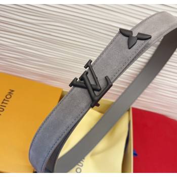 Louis Vuitton Pretty LV Belt 3cm in Suede and Leather Grey/Black 2026 M8232 (99-260104025)