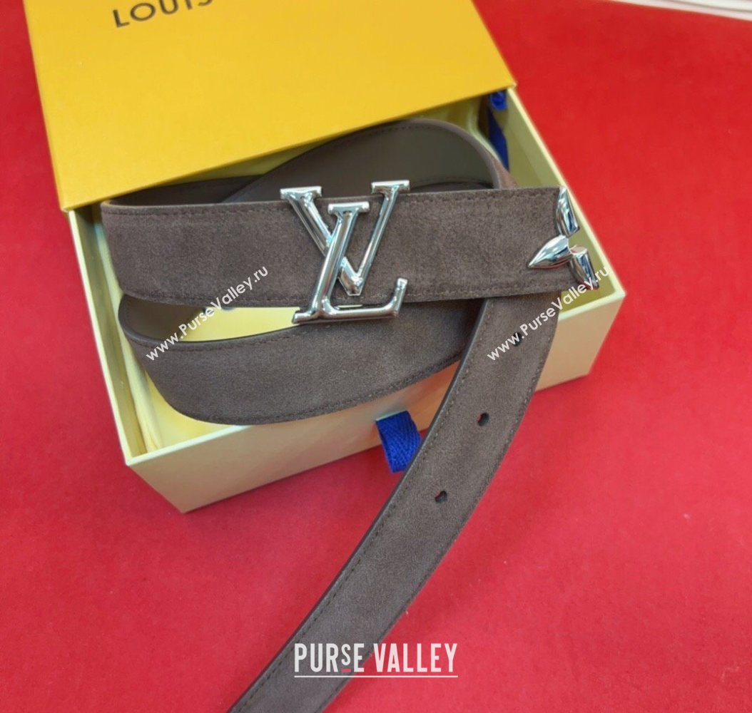Louis Vuitton Pretty LV Belt 3cm in Suede and Leather Brown/Silver 2026 M8232 (99-260104026)