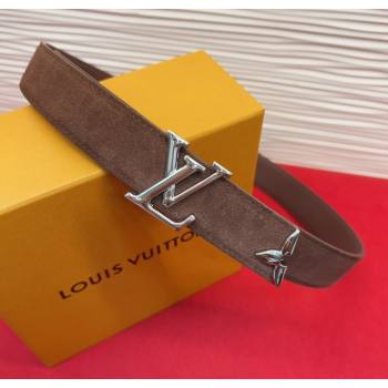 Louis Vuitton Pretty LV Belt 3cm in Suede and Leather Brown/Silver 2026 M8232 (99-260104026)