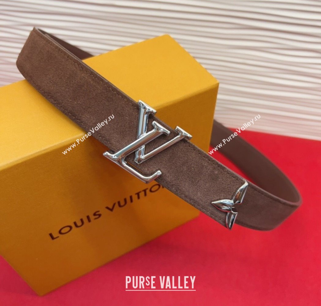 Louis Vuitton Pretty LV Belt 3cm in Suede and Leather Brown/Silver 2026 M8232 (99-260104026)