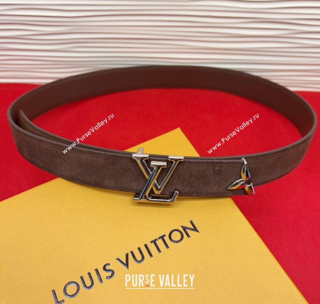 Louis Vuitton Pretty LV Belt 3cm in Suede and Leather Brown/Silver 2026 M8232 (99-260104026)
