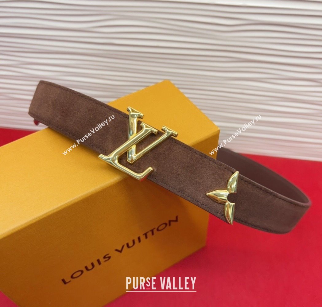 Louis Vuitton Pretty LV Belt 3cm in Suede and Leather Brown/Gold 2026 M8232 (99-260104027)