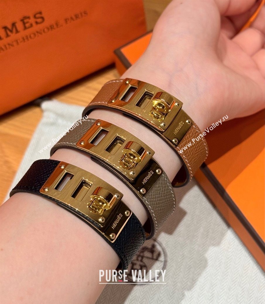 Hermes Kelly bracelet in Grained Leather Brown 2025 HS010406 (99-260104134)
