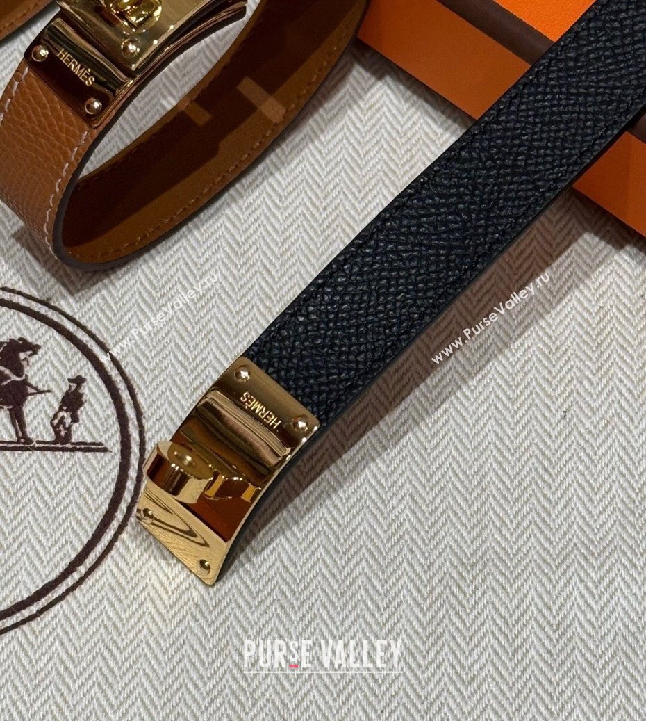 Hermes Kelly bracelet in Grained Leather Black 2025 HS010406 (99-260104133)