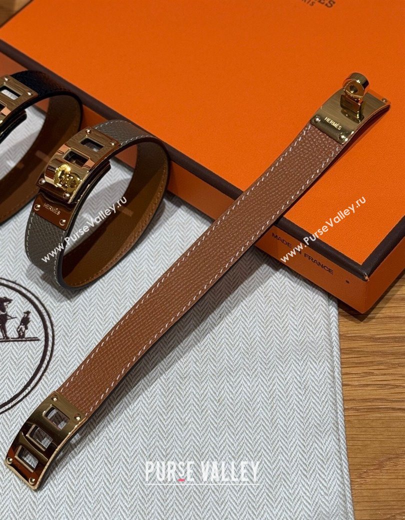 Hermes Kelly bracelet in Grained Leather Brown 2025 HS010406 (99-260104134)