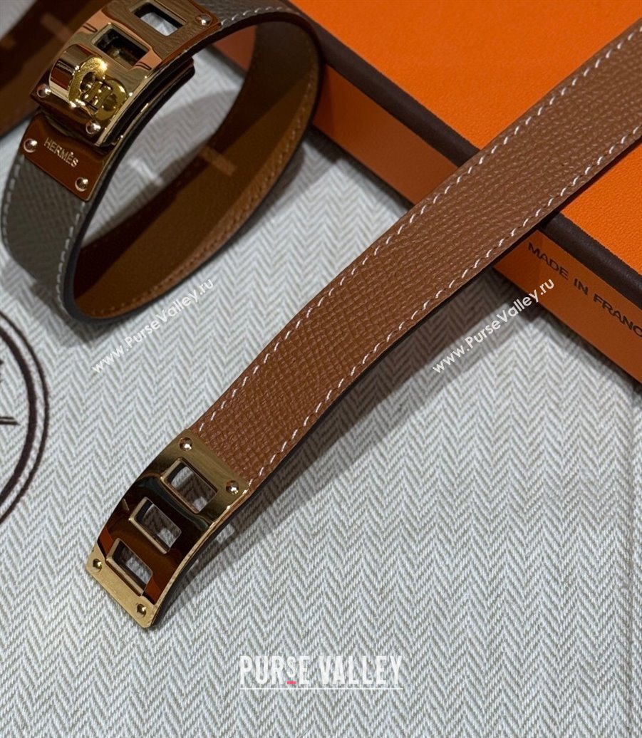 Hermes Kelly bracelet in Grained Leather Brown 2025 HS010406 (99-260104134)