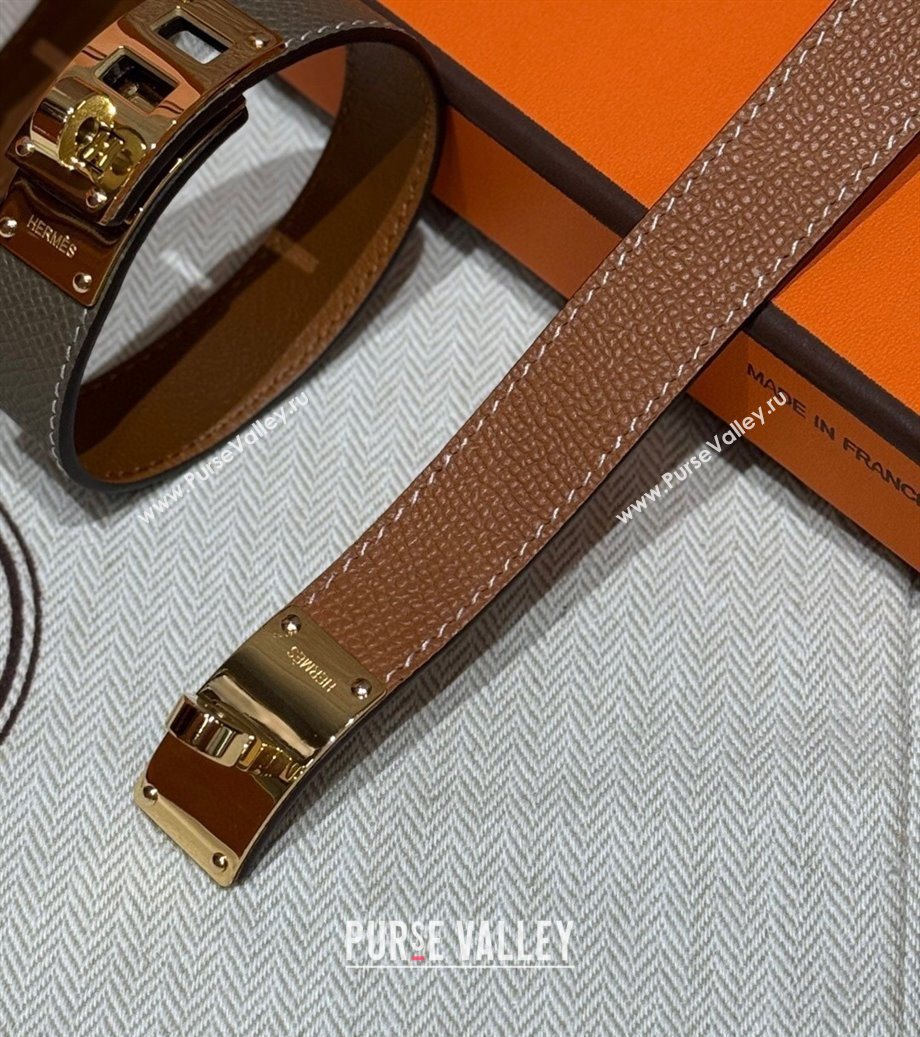 Hermes Kelly bracelet in Grained Leather Brown 2025 HS010406 (99-260104134)