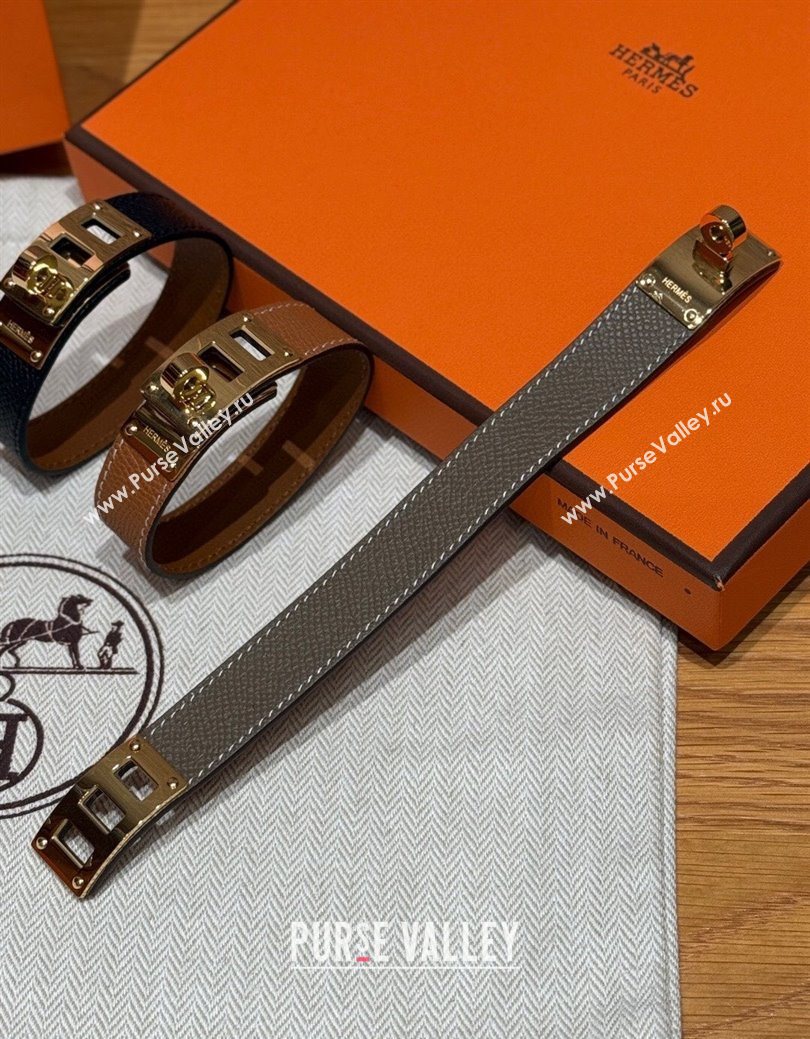 Hermes Kelly bracelet in Grained Leather Grey 2025 HS010406 (99-260104135)
