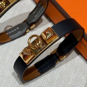 Hermes Rivale Mini bracelet 7 in Swift Leather and Studs Black 2025 HS010407 (99-260104136)