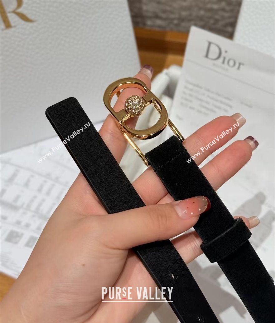 Dior Suede and Leather Belt 2cm with Strass CD Buckle Black/Gold 2025 1231 (99-251231143)