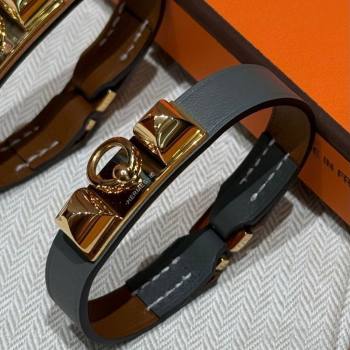 Hermes Rivale Mini bracelet 7 in Swift Leather and Studs Grey 2025 HS010407 (99-260104137)