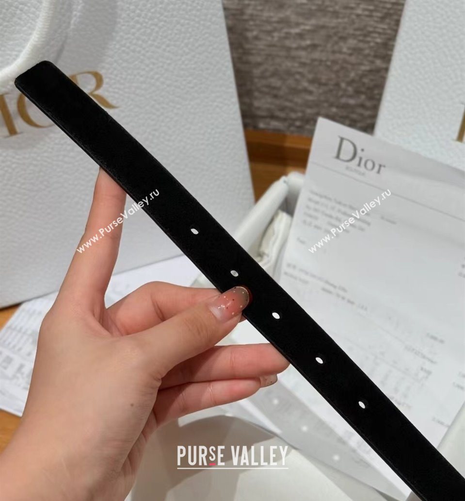 Dior Suede and Leather Belt 2cm with Strass CD Buckle Black/Gold 2025 1231 (99-251231143)