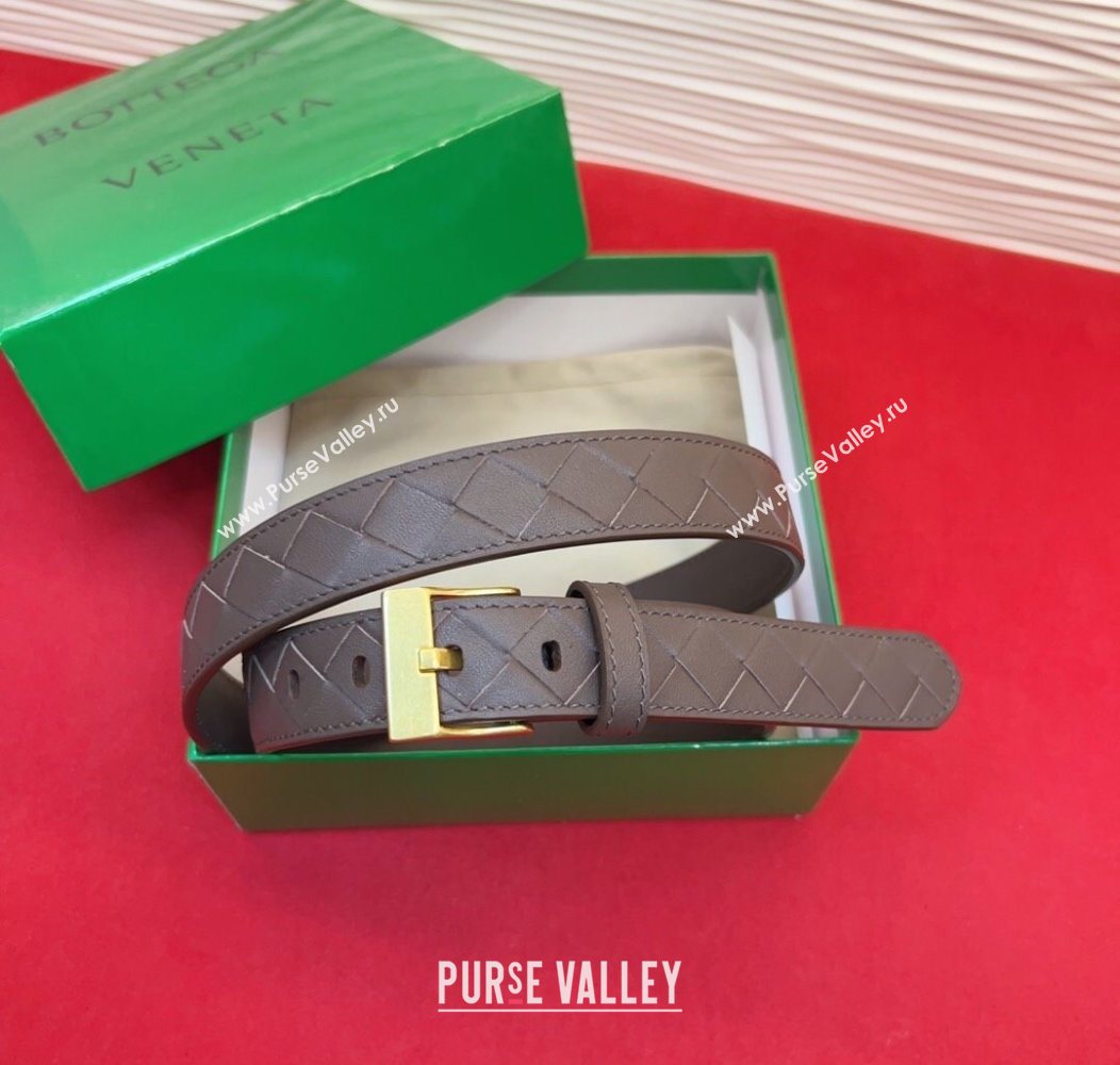 Bottega Veneta Intrecciato Leather Belt 2cm with Pin Buckle Brown/Gold 2025 BV26010404 (99-260104072)
