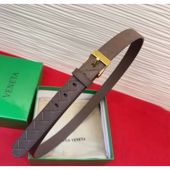 Bottega Veneta Intrecciato Leather Belt 2cm with Pin Buckle Brown/Gold 2025 BV26010404 (99-260104072)