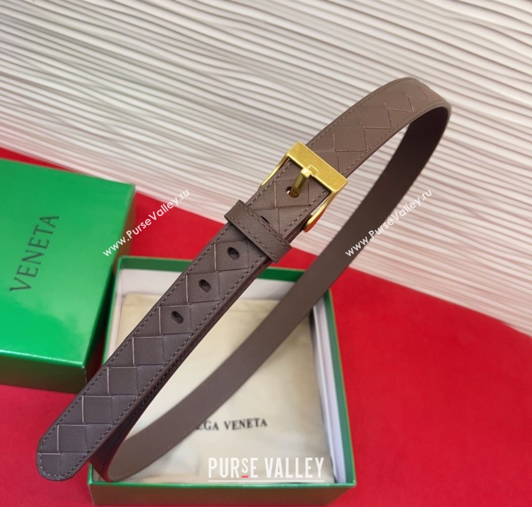 Bottega Veneta Intrecciato Leather Belt 2cm with Pin Buckle Brown/Gold 2025 BV26010404 (99-260104072)