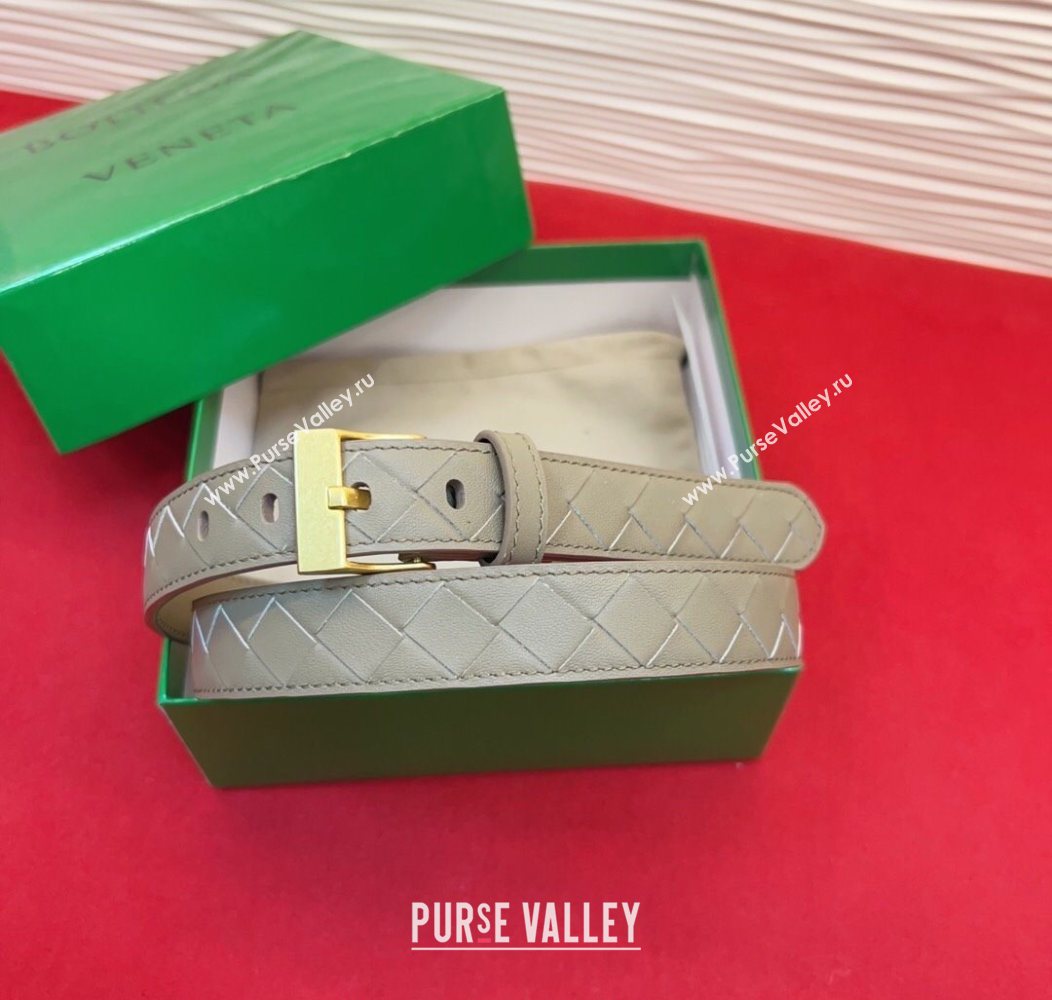 Bottega Veneta Intrecciato Leather Belt 2cm with Pin Buckle Travetine/Gold 2025 BV26010404 (99-260104074)