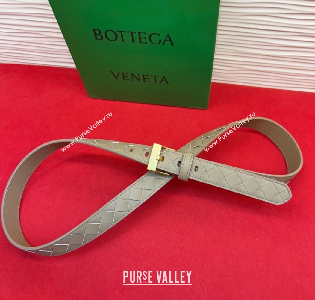 Bottega Veneta Intrecciato Leather Belt 2cm with Pin Buckle Travetine/Gold 2025 BV26010404 (99-260104074)