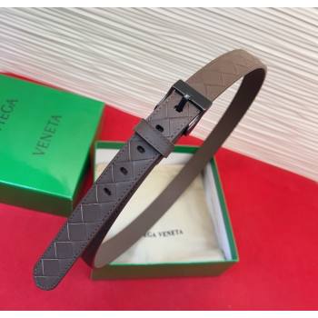 Bottega Veneta Intrecciato Leather Belt 2cm with Pin Buckle Grey/Black 2025 BV26010404 (99-260104075)