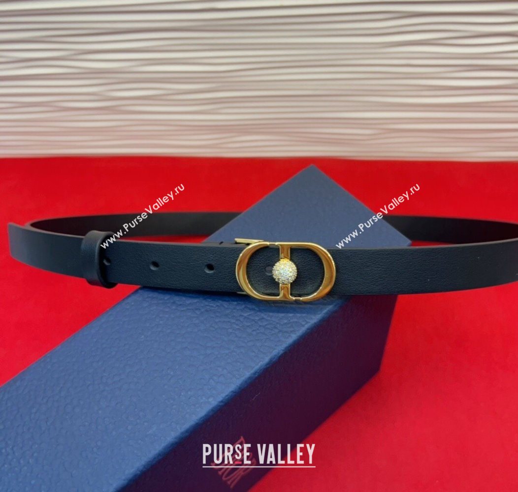 Dior Calfskin Leather Belt 2cm with Strass CD Buckle Black/Gold 2025 1231 (99-251231144)