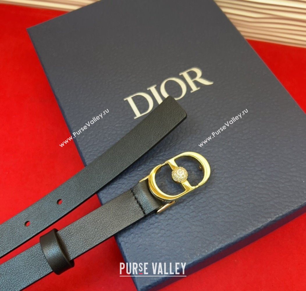 Dior Calfskin Leather Belt 2cm with Strass CD Buckle Black/Gold 2025 1231 (99-251231144)