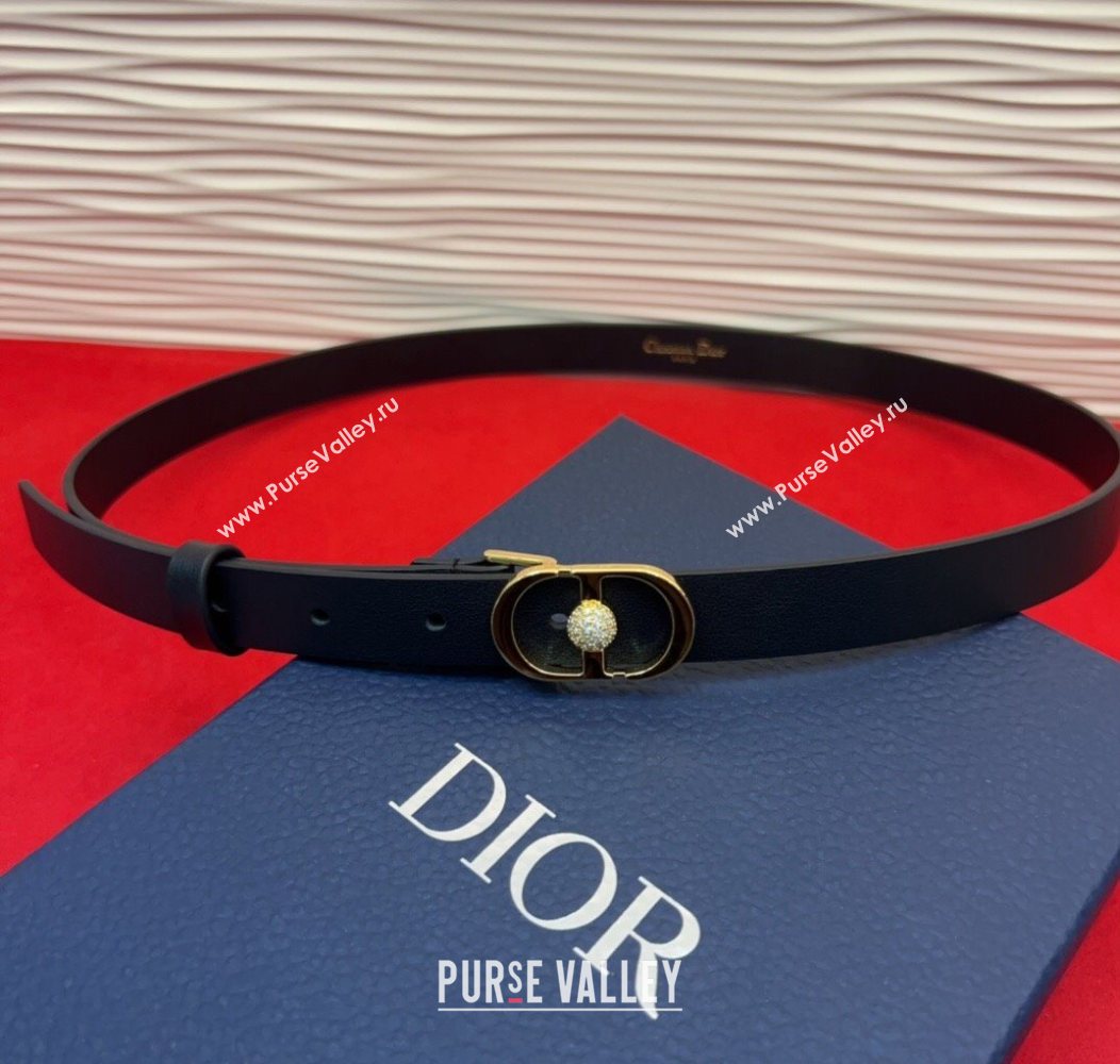 Dior Calfskin Leather Belt 2cm with Strass CD Buckle Black/Gold 2025 1231 (99-251231144)