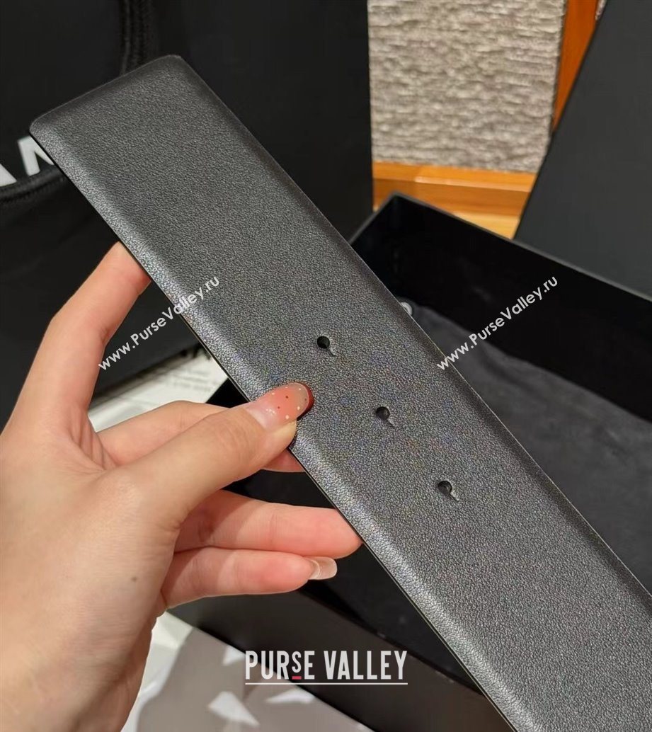 Chanel Calfskin Leather Wide Belt 5.5cm with Chain Pin Buckle Black/Gold 2025 1231 (99-251231130)