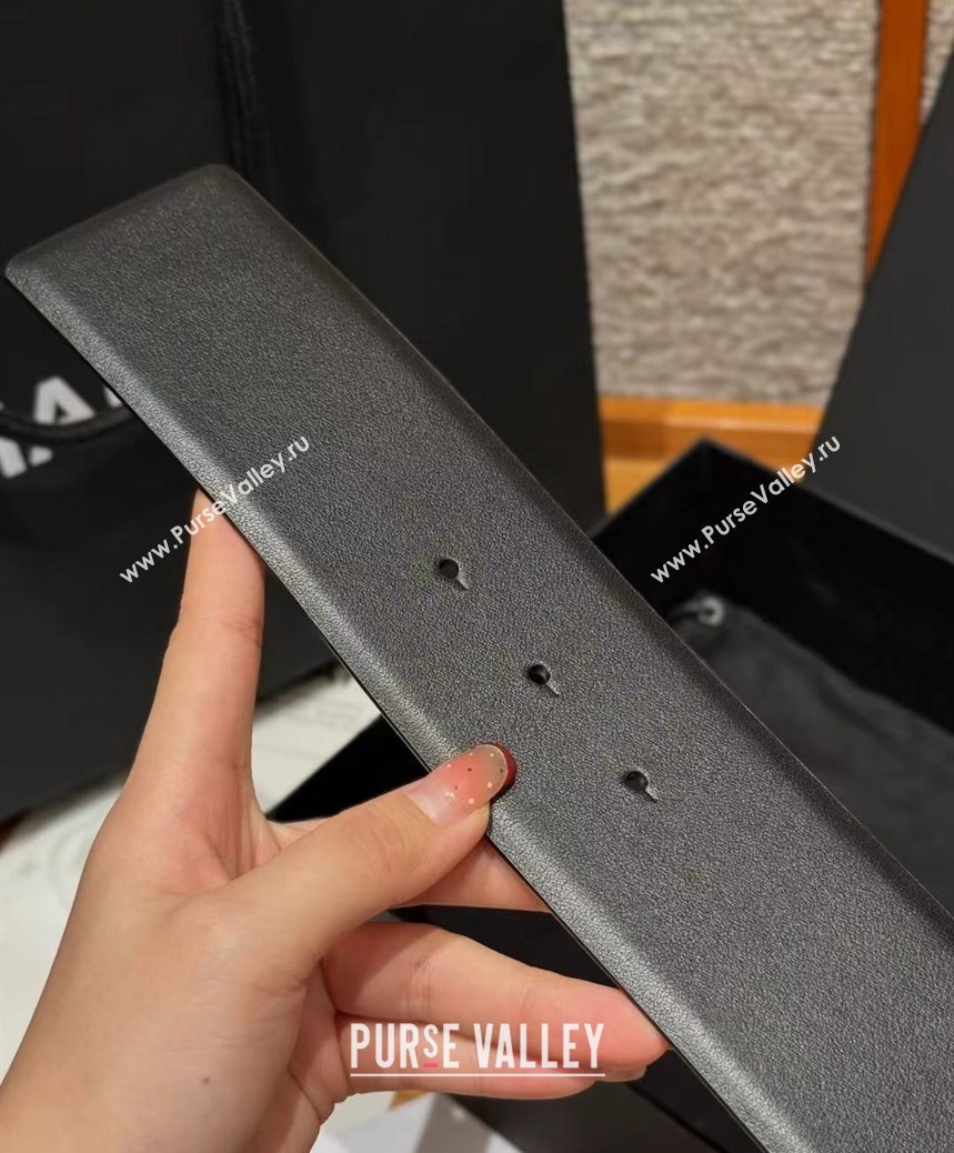 Chanel Calfskin Leather Wide Belt 5.5cm with Chain Pin Buckle Black/Silver 2025 1231 (99-251231131)