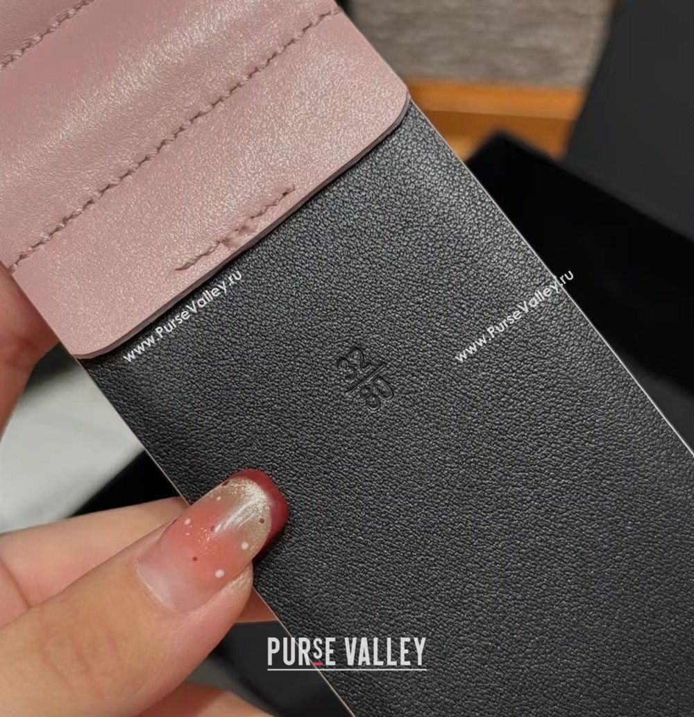 Chanel Calfskin Leather Wide Belt 5.5cm with Chain Pin Buckle Pink/Gold 2025 1231 (99-251231132)