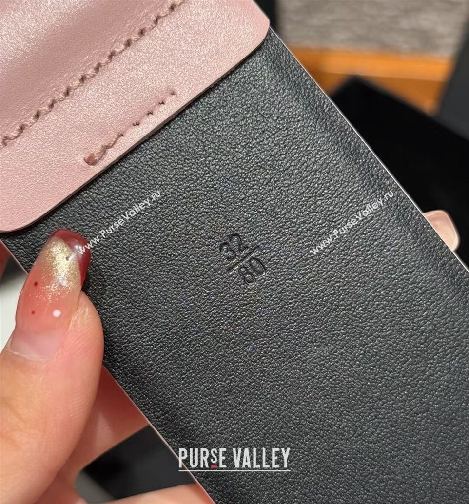 Chanel Calfskin Leather Wide Belt 5.5cm with Chain Pin Buckle Pink/Silver 2025 1231 (99-251231133)